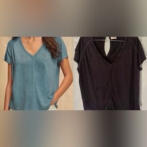Wrap London Plait-Detail T-Shirt in Linen Jersey, Charcoal Grey